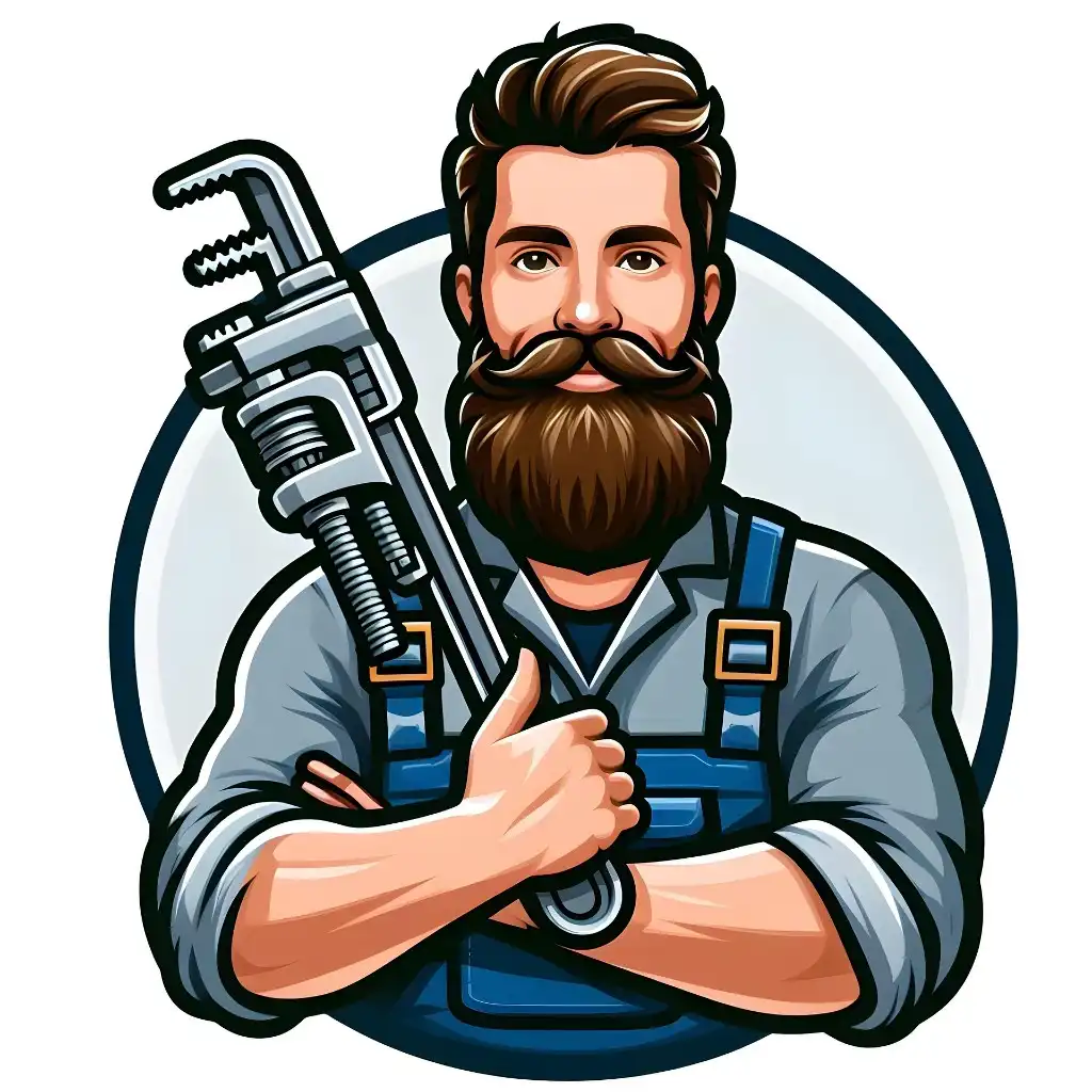 Ilustração de encanador com chave inglesa e joinha positiva